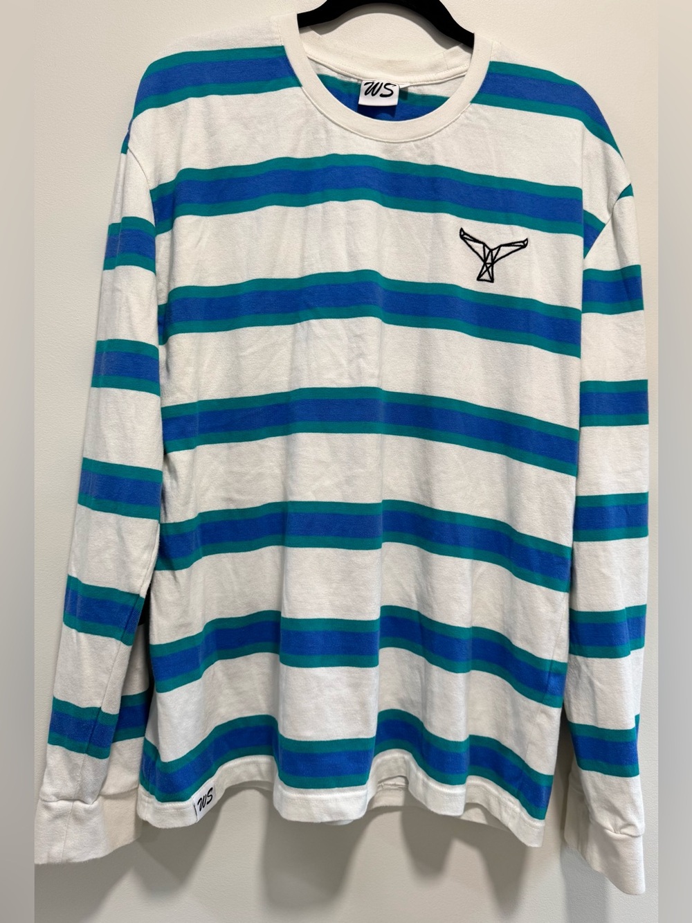 WS Heavyweight Striped Long Sleeve Shirt XL Blue Teal Cotton